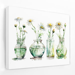 Glass Vases Daisies - Luxury Wall Art
