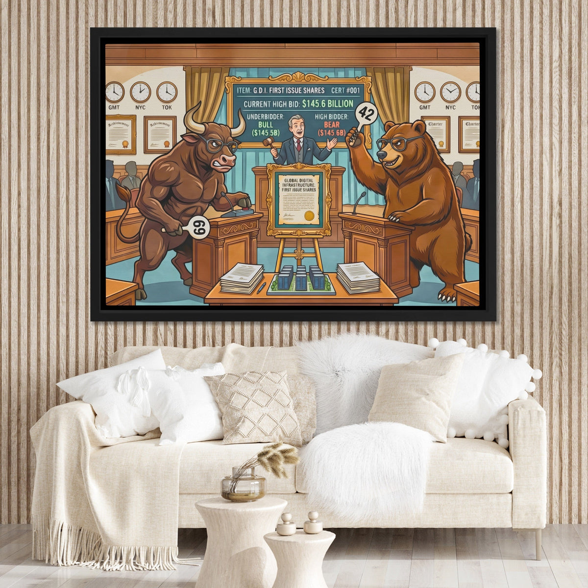 Global Infrastructure canvas wall art, room view