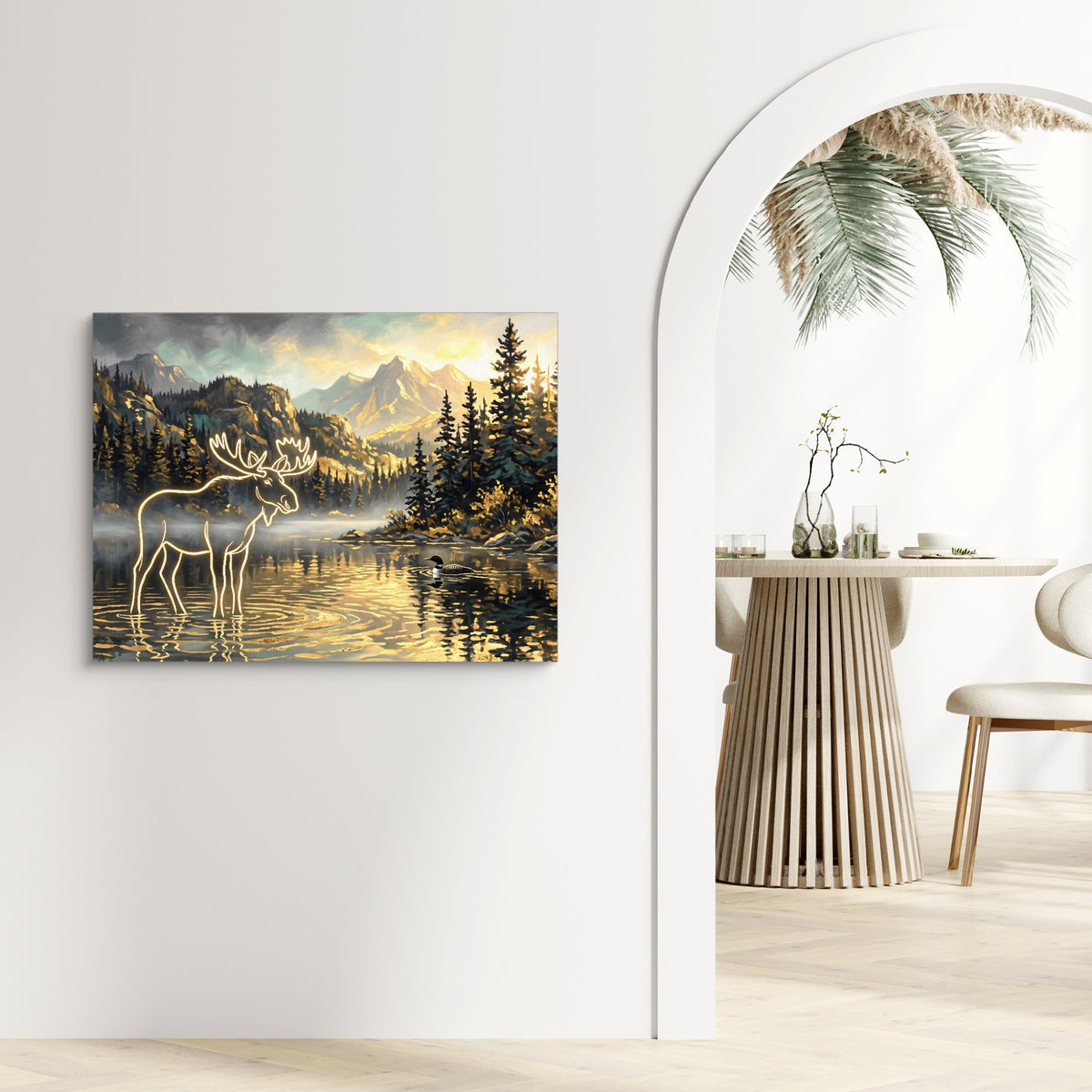 Glowing Moose Lake — glowing moose lake sq living room echo 1land flush print