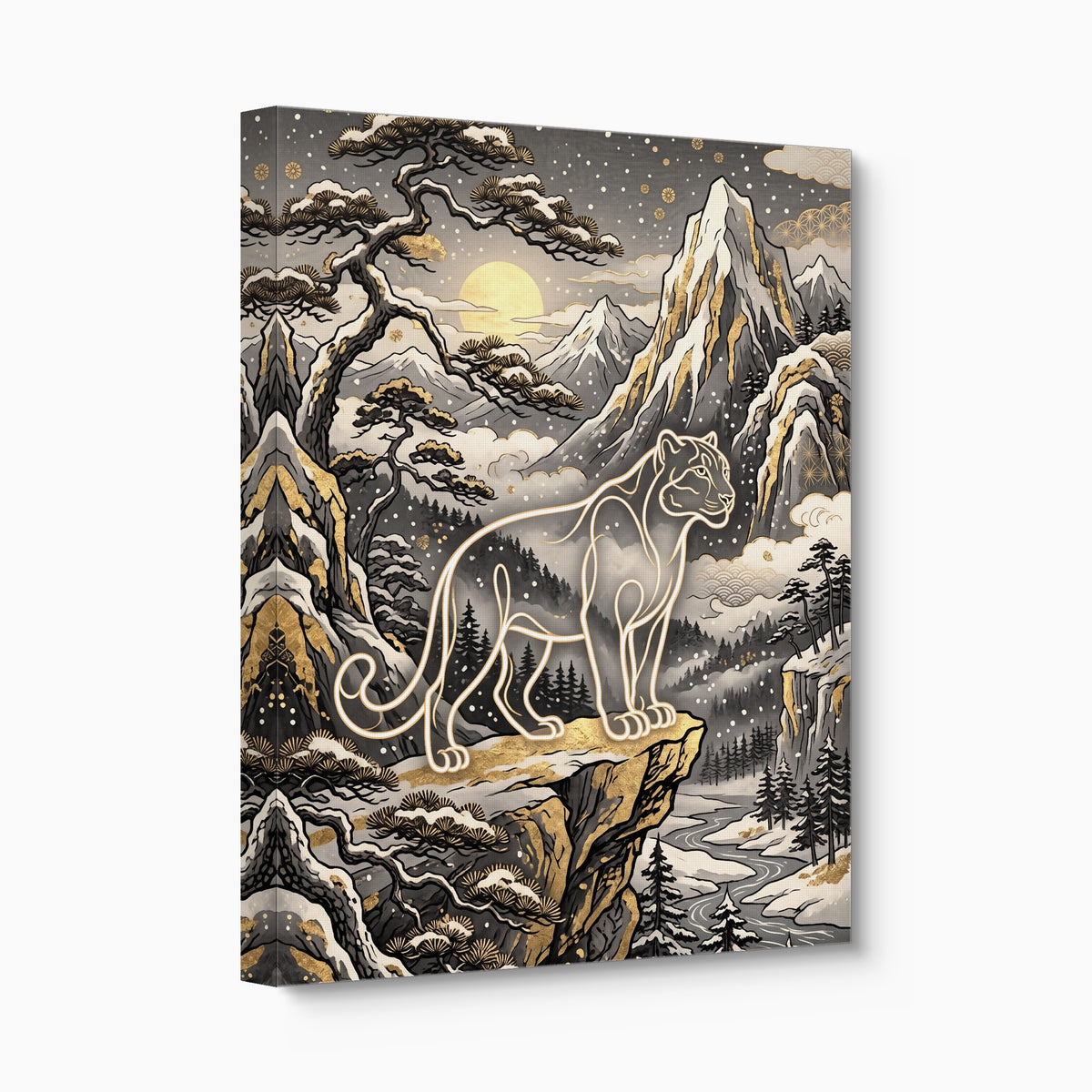 Glowing Puma Mountain — glowing puma mountain angled flush print