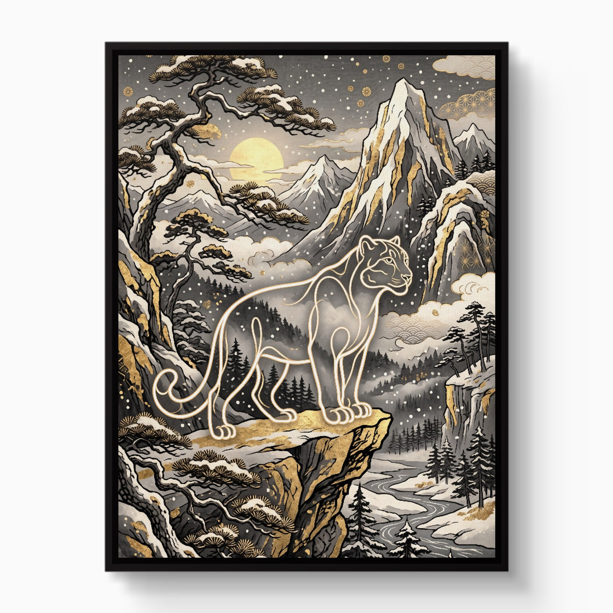 Glowing Puma Mountain — glowing puma mountain white studio framed black