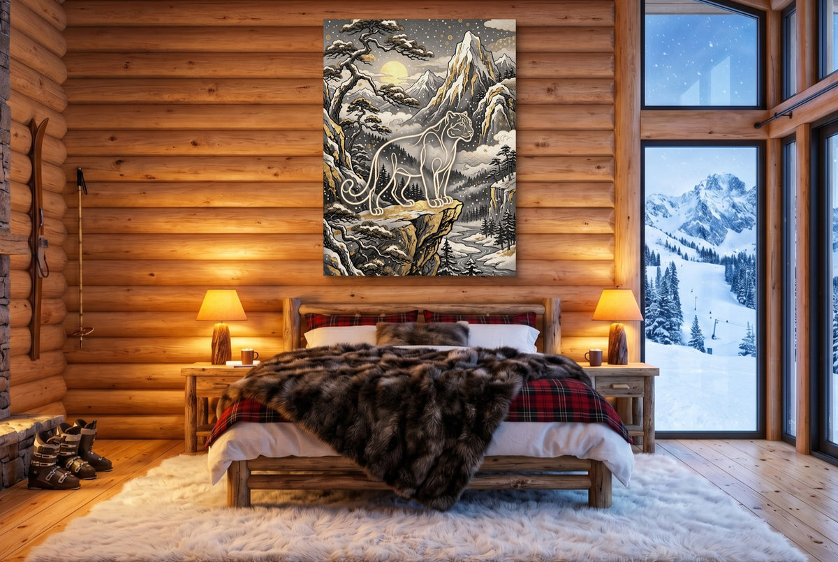 Glowing Puma Mountain — glowing puma mountain bedroom with fireplace 1port flush print