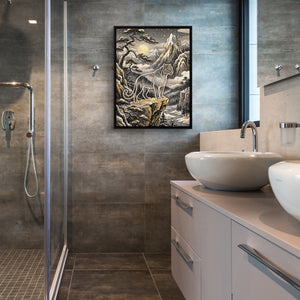 Glowing Puma Mountain — glowing puma mountain sq bathroom 1port framed black