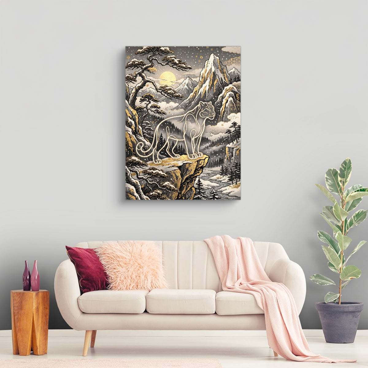 Glowing Puma Mountain — glowing puma mountain sq land nice living room 1port flush print
