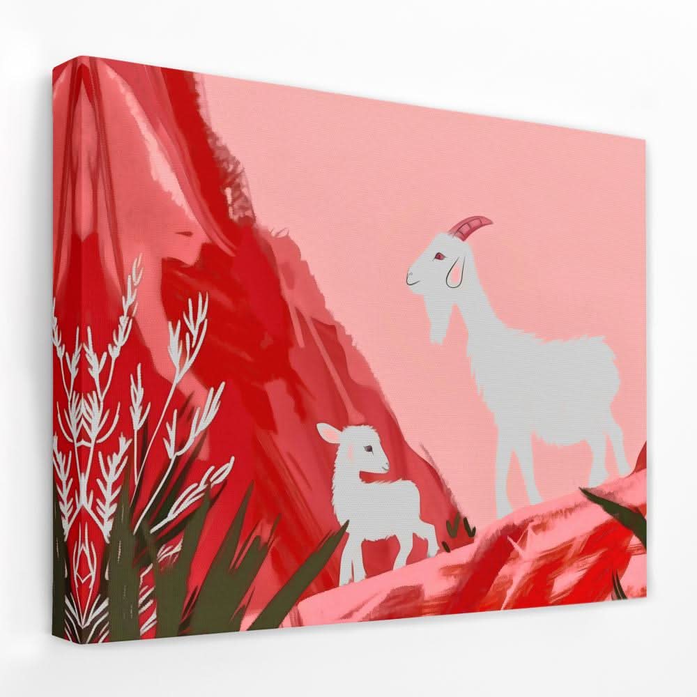 Goat Family - Animals Canvas Wall Art