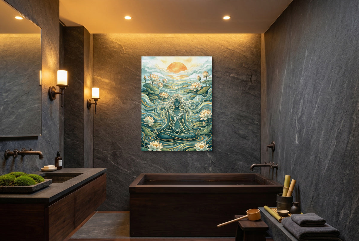 Goddess Flowing Water — goddess flowing water luxury bathroom interior 1port flush print