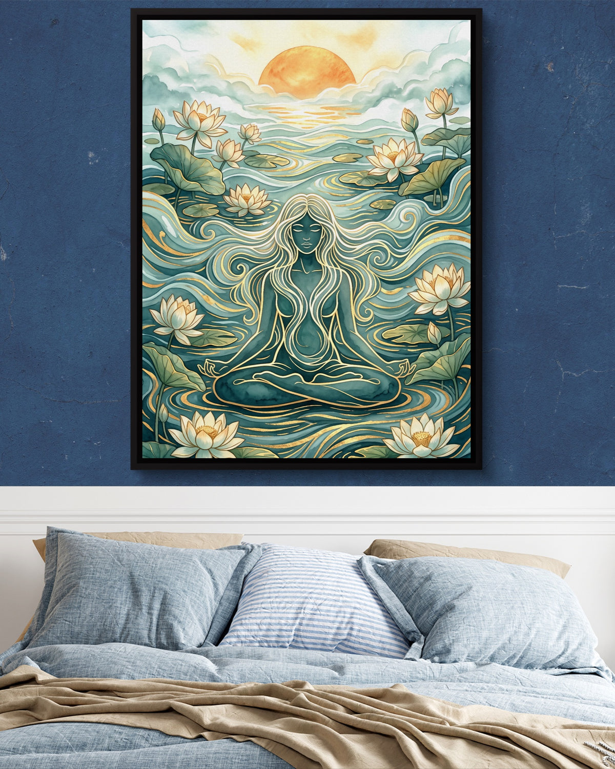 Goddess Flowing Water — goddess flowing water psd navy blue bedroom 1port framed black
