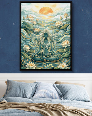 Goddess Flowing Water — goddess flowing water psd navy blue bedroom 1port framed black