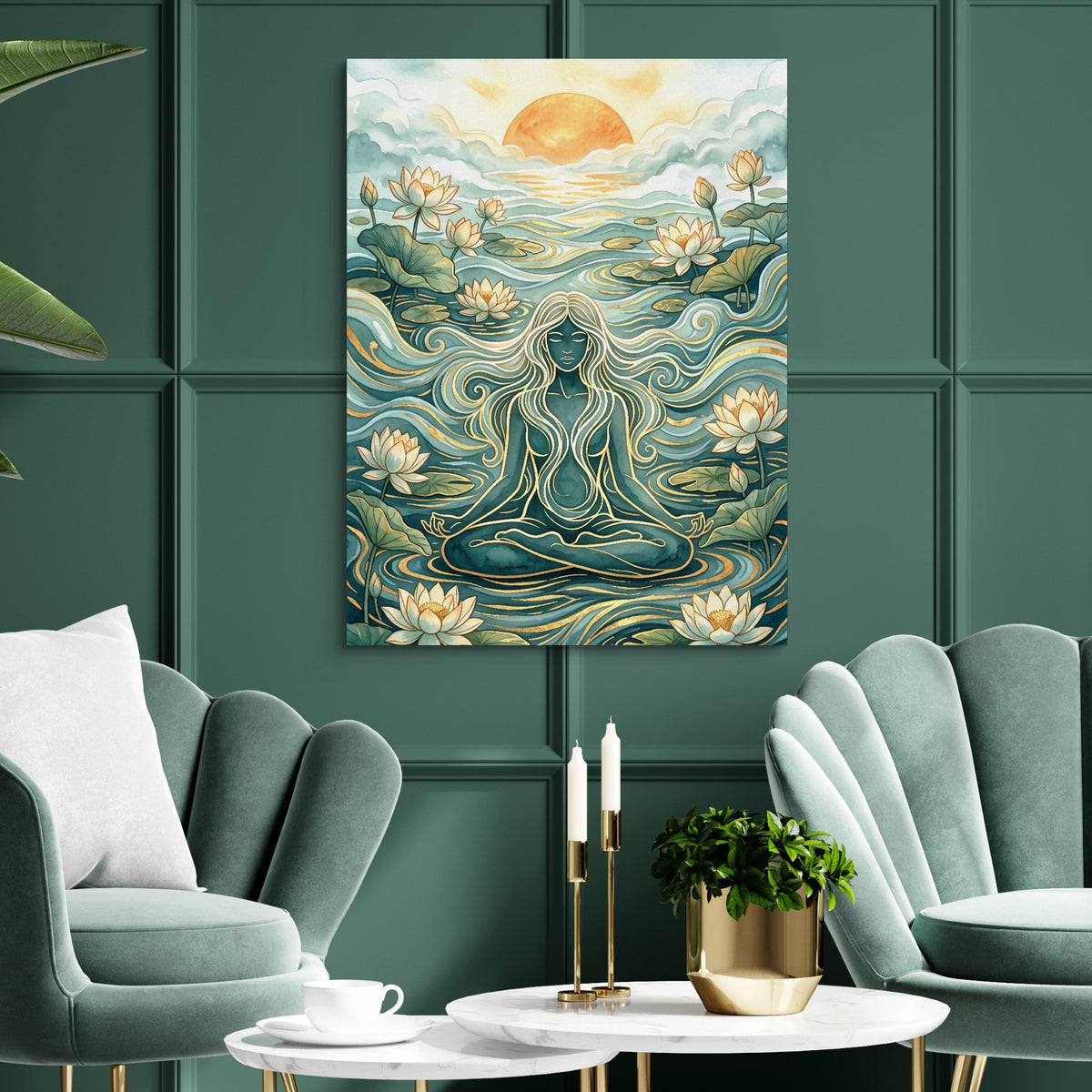 Goddess Flowing Water — goddess flowing water sq green luxury rom 1port flush print