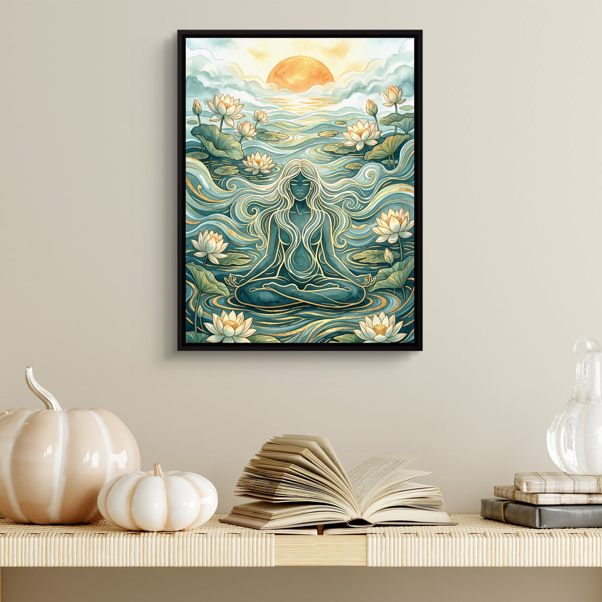 Goddess Flowing Water — goddess flowing water sq halloween wall 2 1port framed black