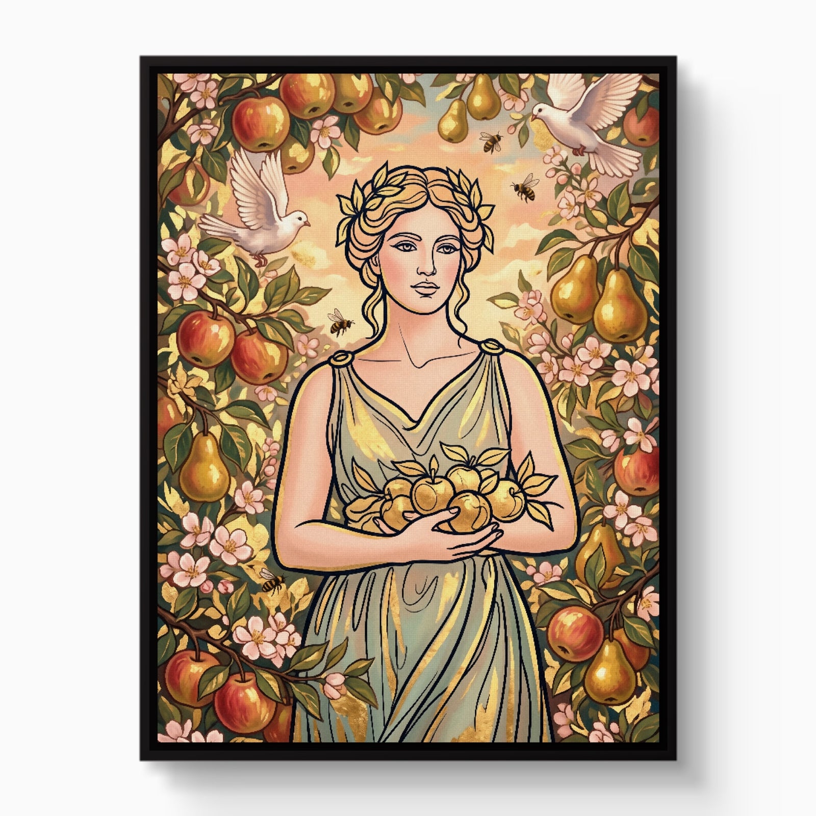 Goddess Golden Harvest — goddess golden harvest white studio framed black