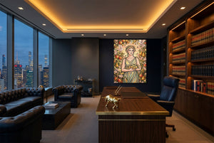 Goddess Golden Harvest — goddess golden harvest office with city view 4 1port flush print