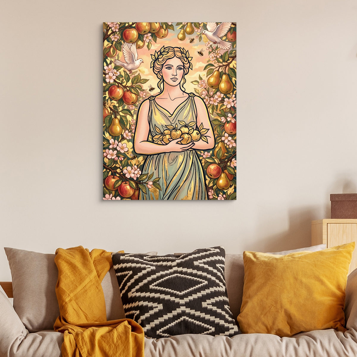 Goddess Golden Harvest — goddess golden harvest sq luxury couch walls 1port flush print