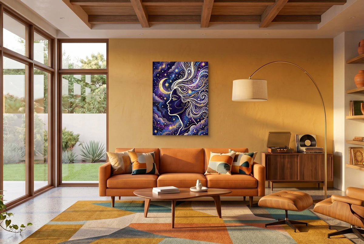 Goddess Golden Night — goddess golden night living room interior space 1port flush print