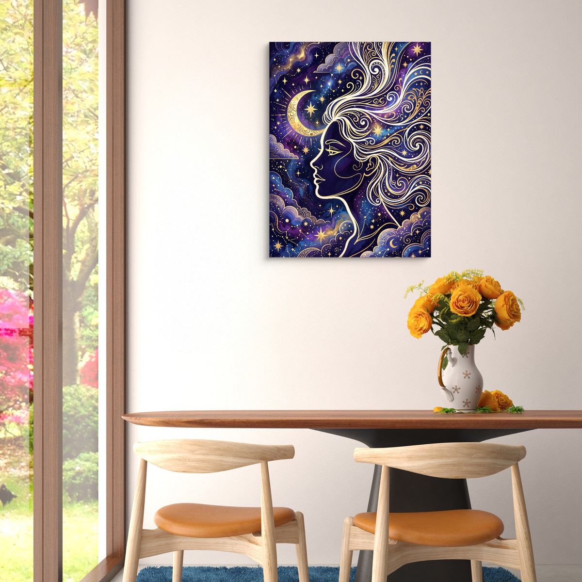 Goddess Golden Night — goddess golden night sq floral dining room 1port flush print