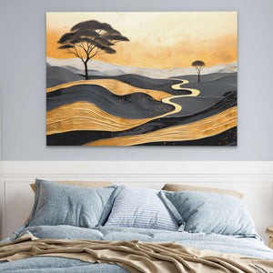 Gold African Hills - Luxury Wall Art