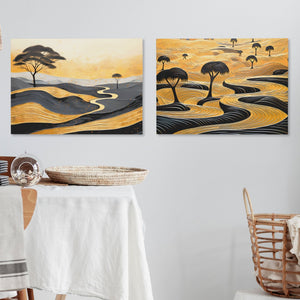 Gold African Landscape (2) Set - Luxury Wall Art