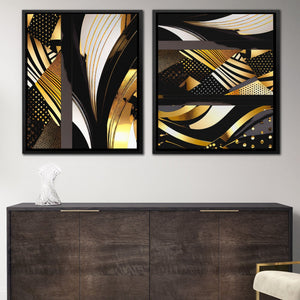 Gold and Black Abstracts (2) Set - Luxury Wall Art