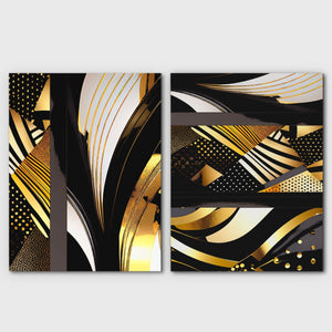 Gold and Black Abstracts (2) Set - Luxury Wall Art