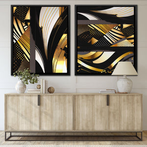 Gold and Black Abstracts (2) Set - Luxury Wall Art