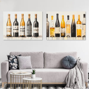 Gold and Black Wine Bottles (2) Set - Luxury Wall Art