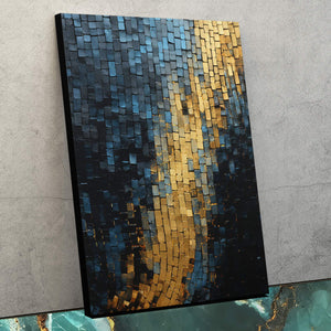 Gold Blue Checkers - Luxury Wall Art