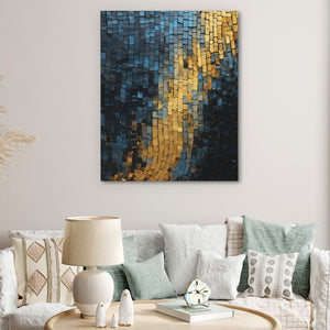 Gold Blue Checkers - Luxury Wall Art