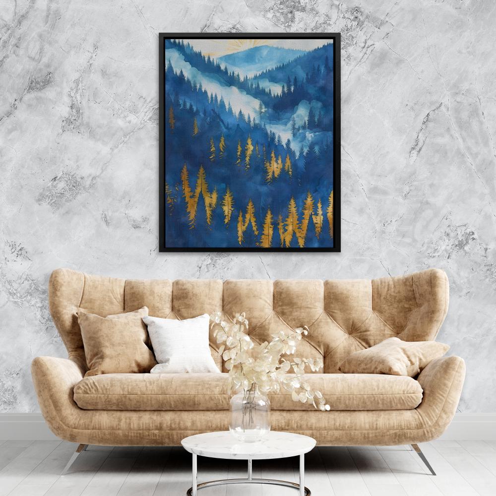 Gold Blue Forest Hills - Luxury Wall Art