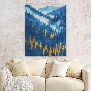 Gold Blue Forest Hills - Luxury Wall Art