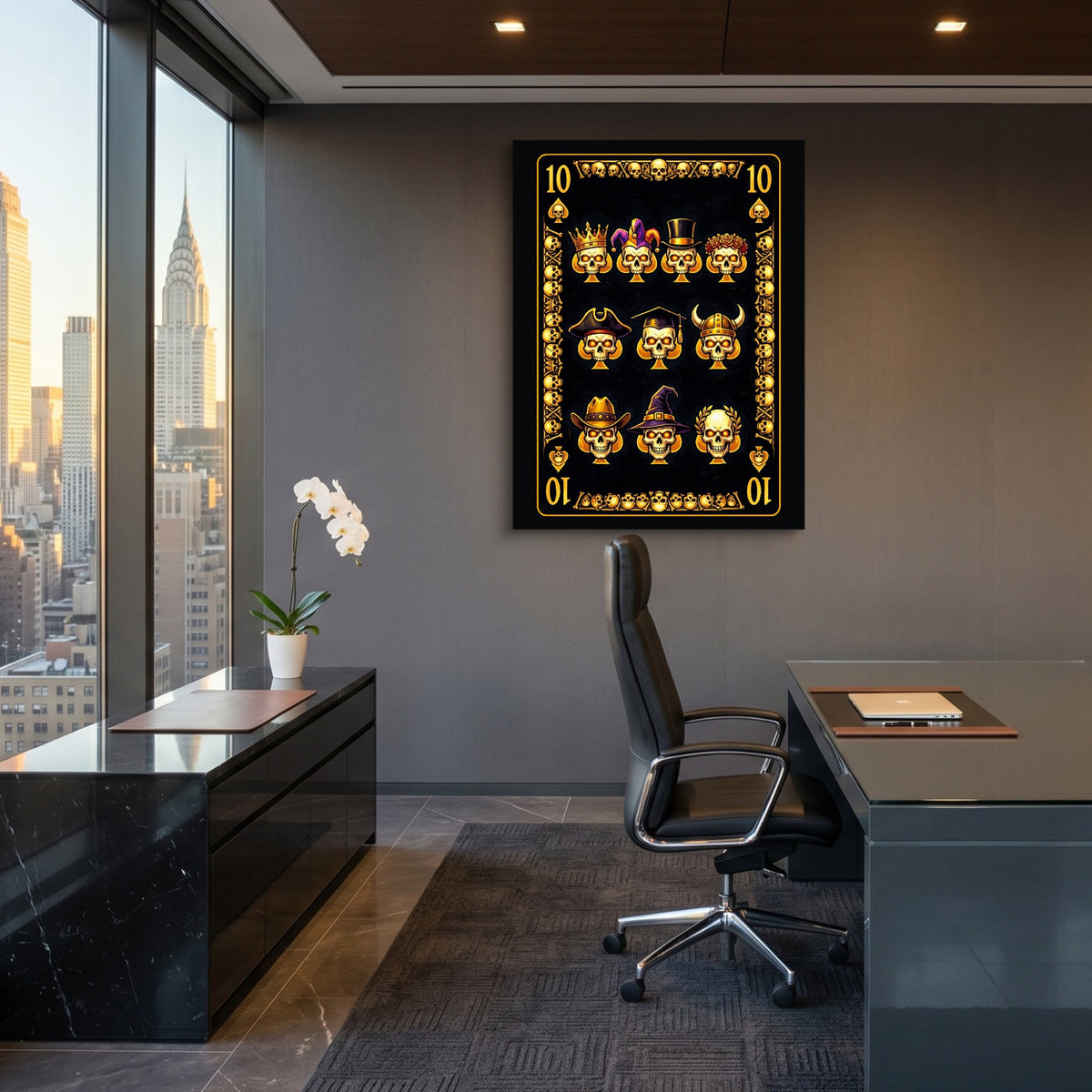 Gold Bones 10 of Spades Card — gold bones 10 of spades card sq office view 1port flush print