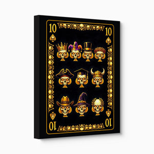 Gold Bones 10 of Spades Card — gold bones 10 of spades card angled flush print