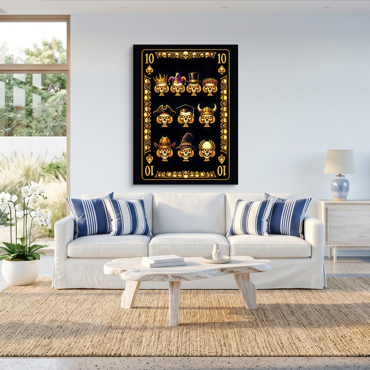 Gold Bones 10 of Spades Card — gold bones 10 of spades card sq beach house 1port flush print