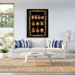 Gold Bones 10 of Spades Card — gold bones 10 of spades card sq beach house 1port flush print