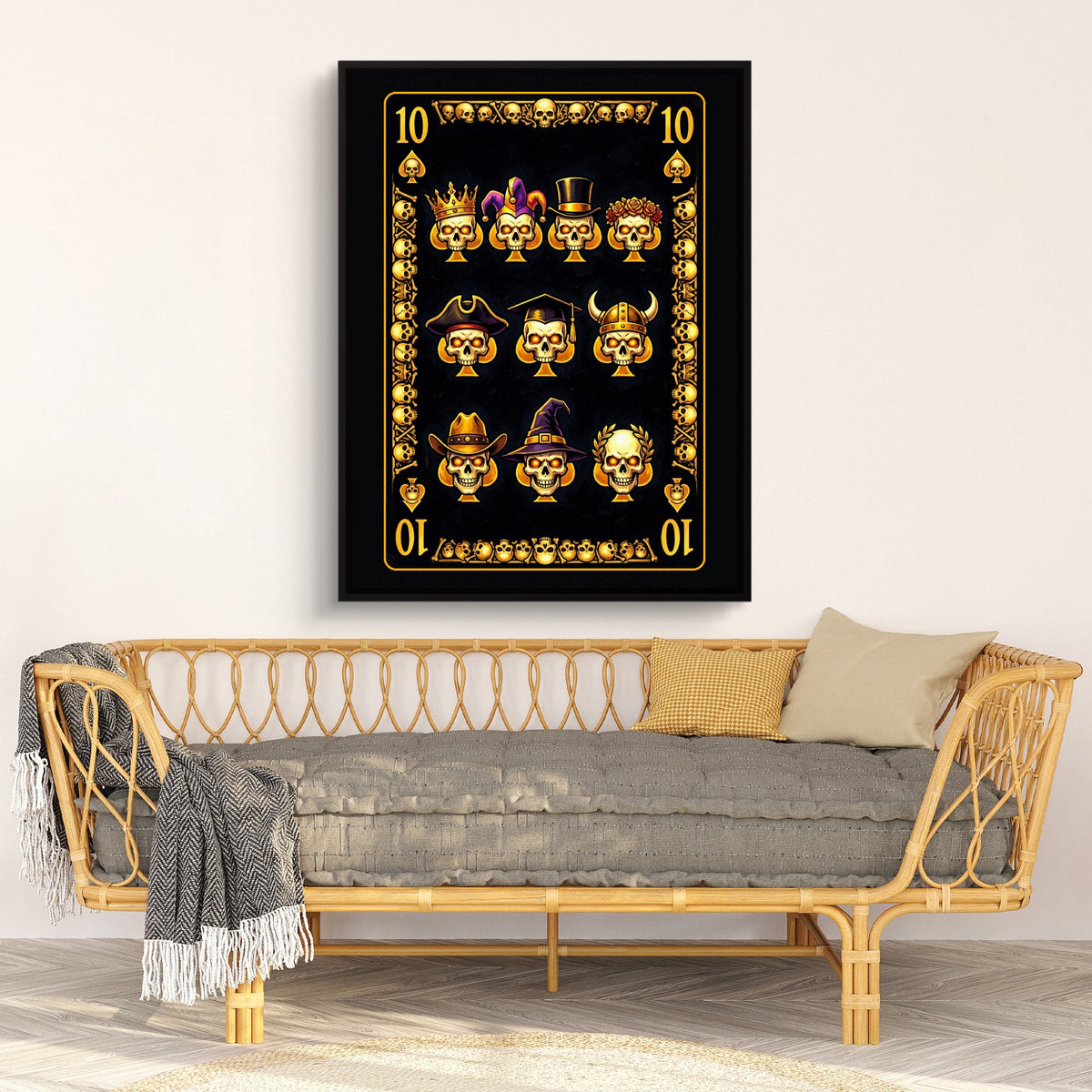 Gold Bones 10 of Spades Card — gold bones 10 of spades card sq nice bench wall 1port framed black