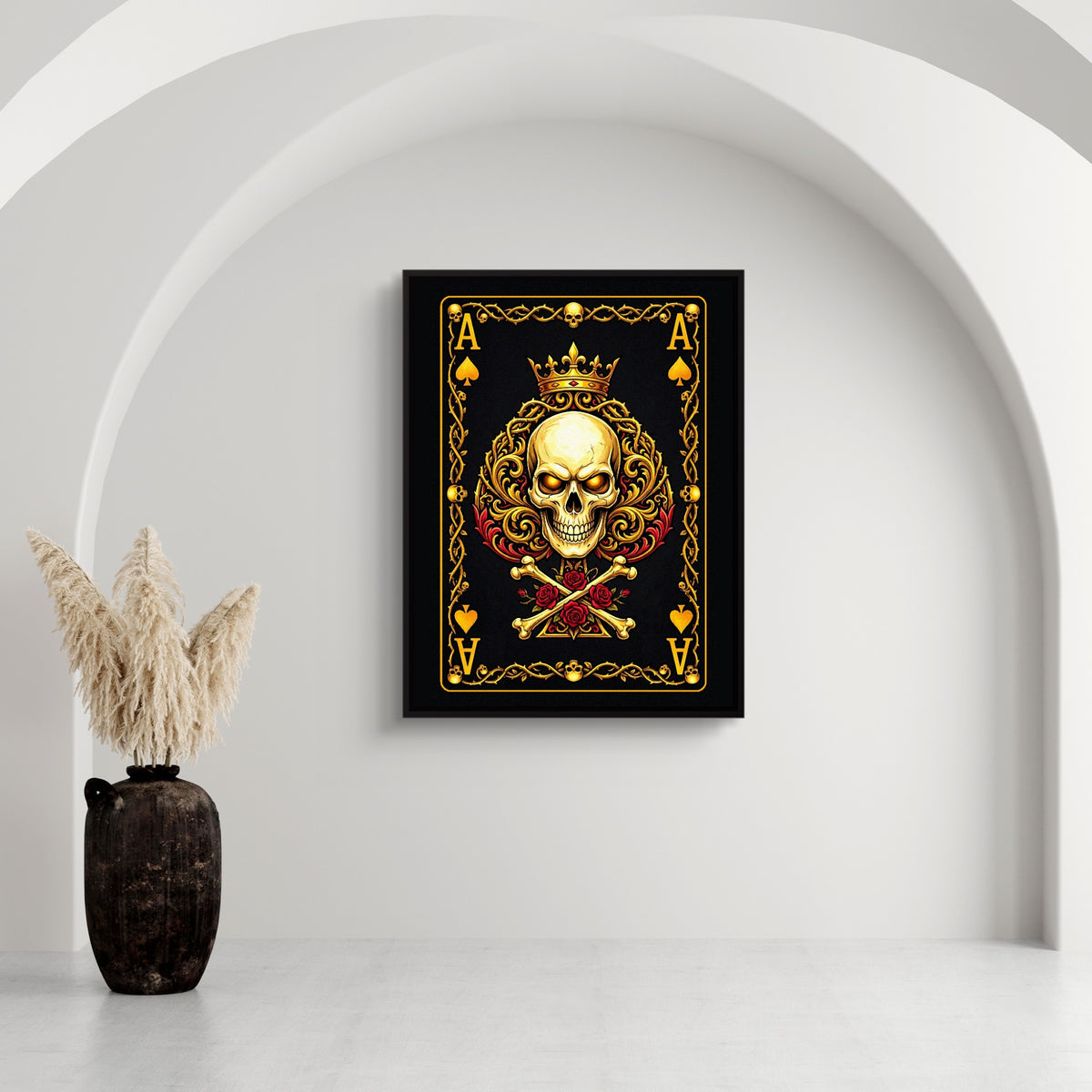 Gold Bones Ace of Spades Card — gold bones ace of spades card sq white wall 1port framed black