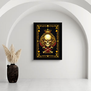 Gold Bones Ace of Spades Card — gold bones ace of spades card sq white wall 1port framed black
