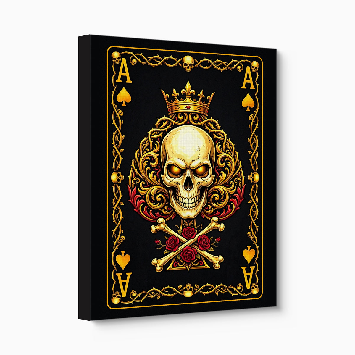 Gold Bones Ace of Spades Card — gold bones ace of spades card angled flush print
