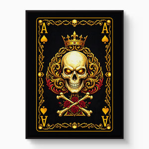 Gold Bones Ace of Spades Card — gold bones ace of spades card white studio framed black