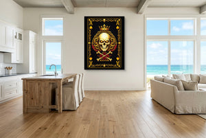 Gold Bones Ace of Spades Card — gold bones ace of spades card living room with ocean view 2 1port flush print