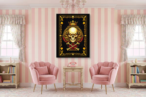Gold Bones Ace of Spades Card — gold bones ace of spades card pink living room interior 1port flush print