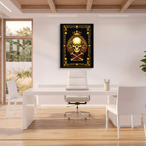 Gold Bones Ace of Spades Card — gold bones ace of spades card sq beach house office 1port flush print