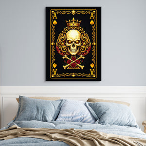 Gold Bones Ace of Spades Card — gold bones ace of spades card sq blue bedroom 1port flush print