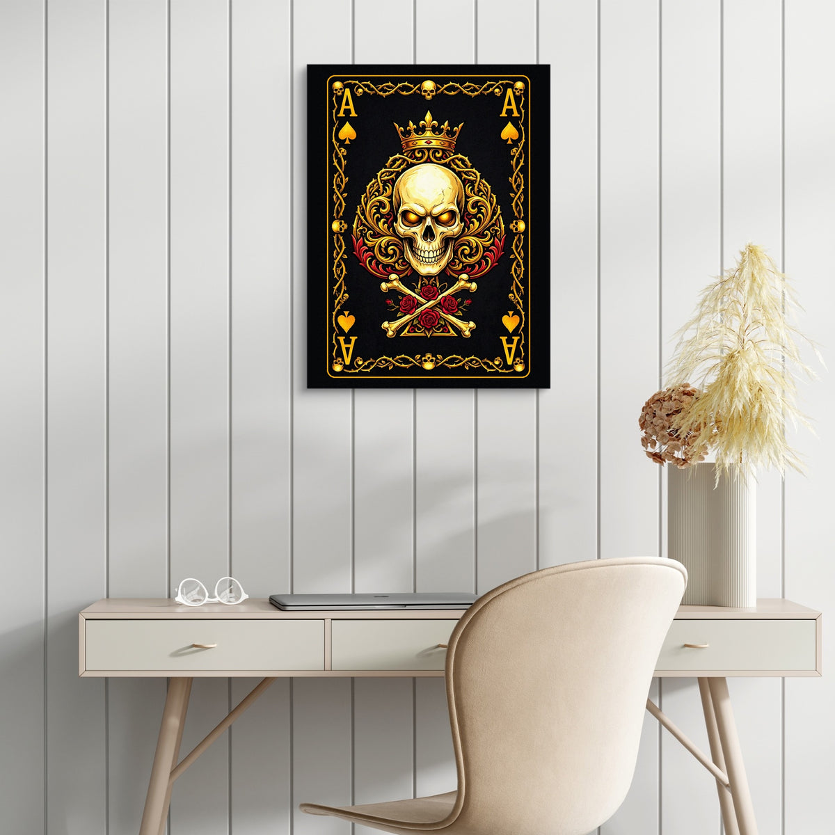 Gold Bones Ace of Spades Card — gold bones ace of spades card sq white table 1port flush print