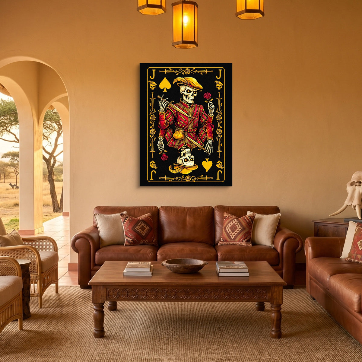 Gold Bones Jack of Spades Card — gold bones jack of spades card sq safari house 1port flush print