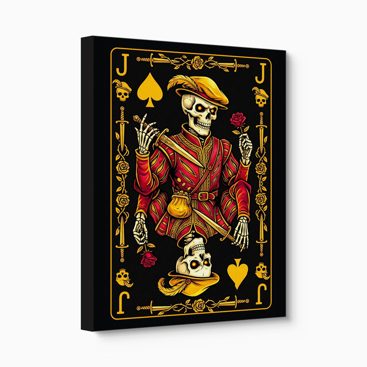 Gold Bones Jack of Spades Card — gold bones jack of spades card angled flush print