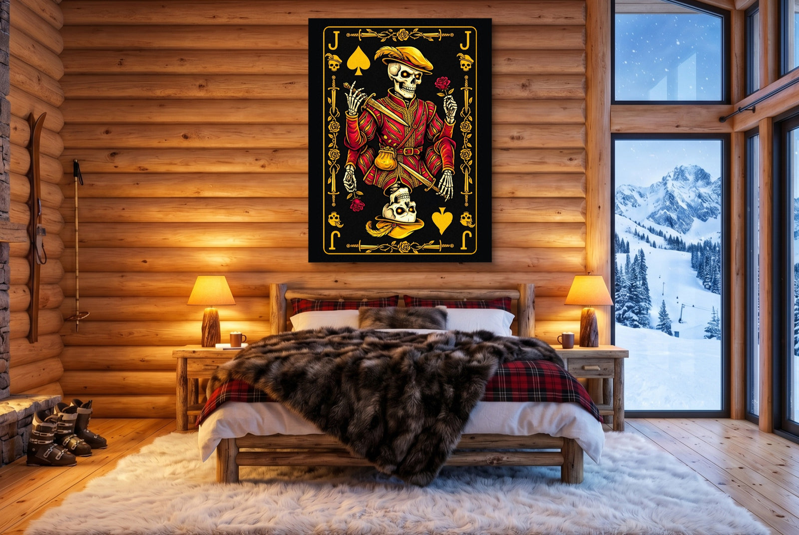 Gold Bones Jack of Spades Card — gold bones jack of spades card white studio framed black