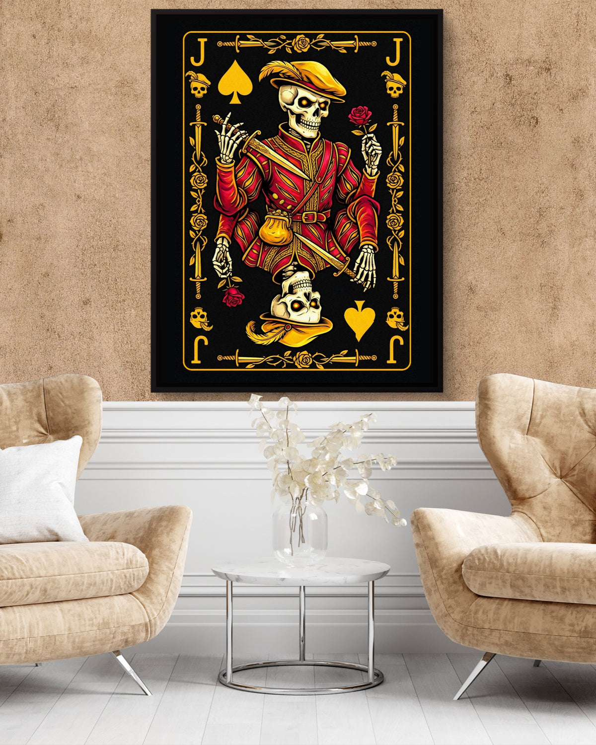 Gold Bones Jack of Spades Card — gold bones jack of spades card psd clay wall tan chairs 1port framed black