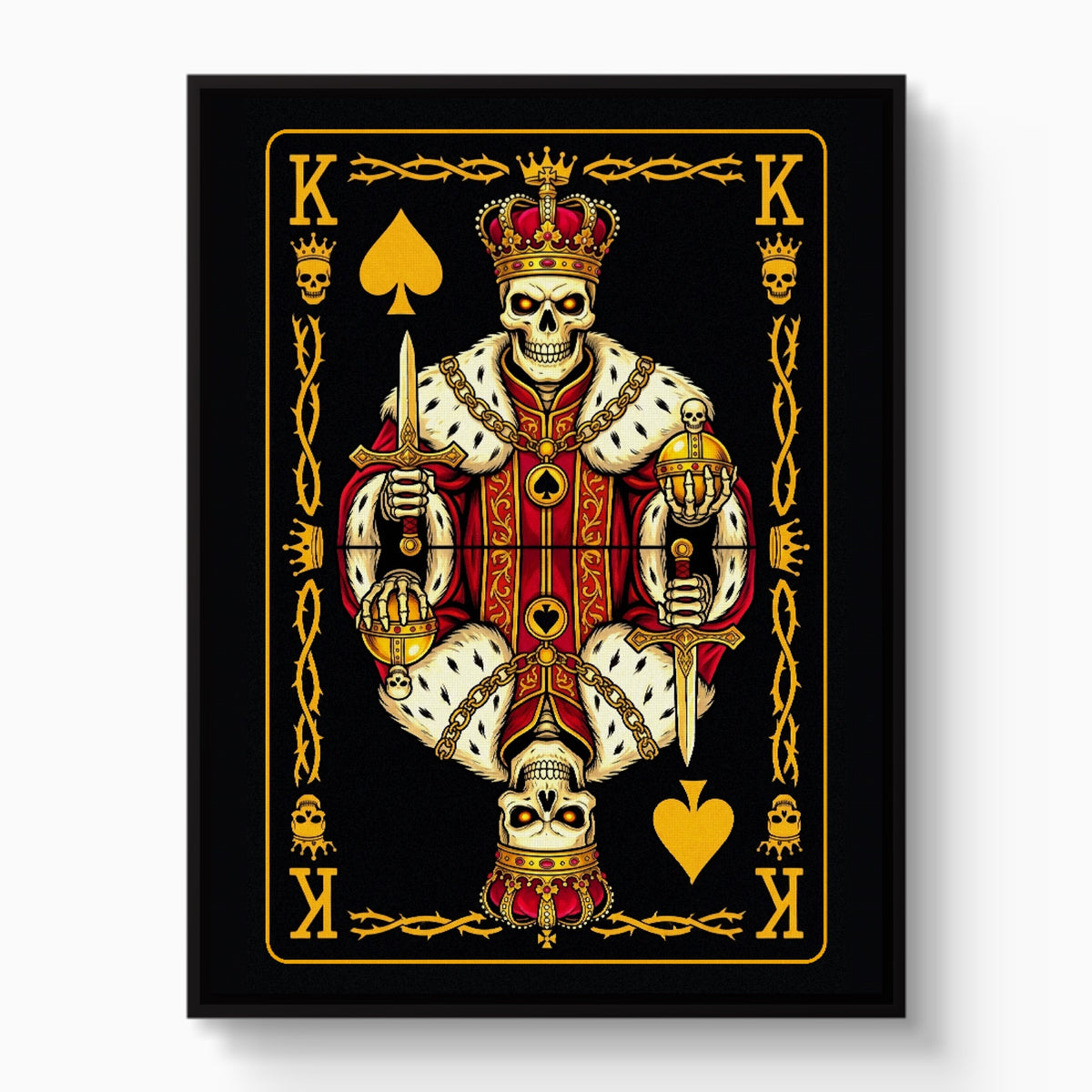 Gold Bones King of Spades Card — gold bones king of spades card white studio framed black
