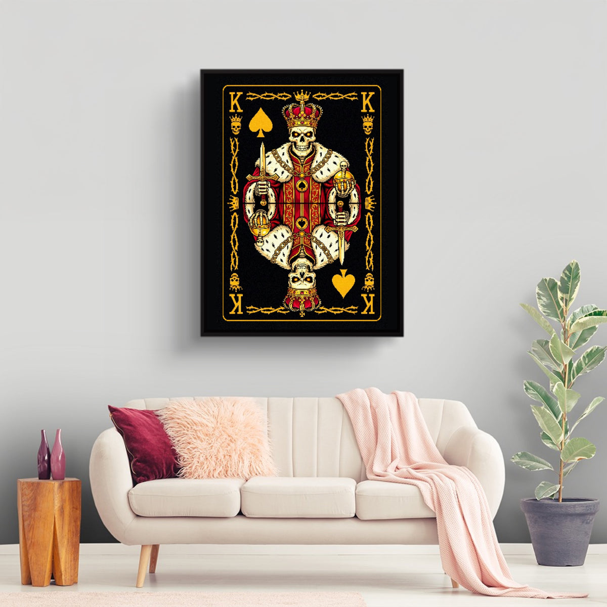 Gold Bones King of Spades Card — gold bones king of spades card sq land nice living room 1port framed black
