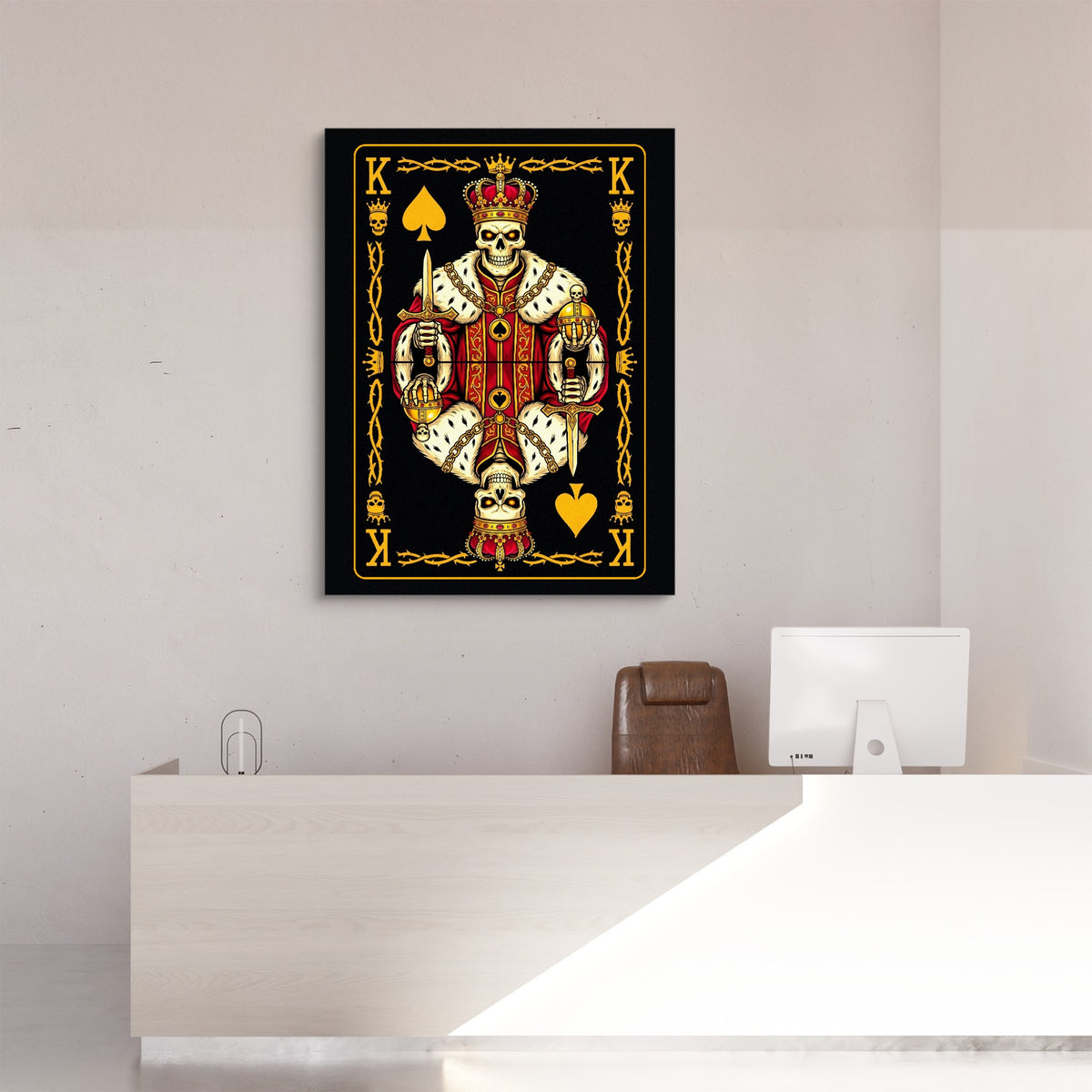 Gold Bones King of Spades Card — gold bones king of spades card sq reception desk 1port flush print